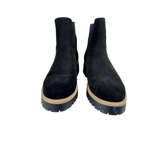 Eddie Bauer Bellingham Chelsea Boot Black Suede Waterproof Tan Lug Sole Women 10 - Picture 9 of 11